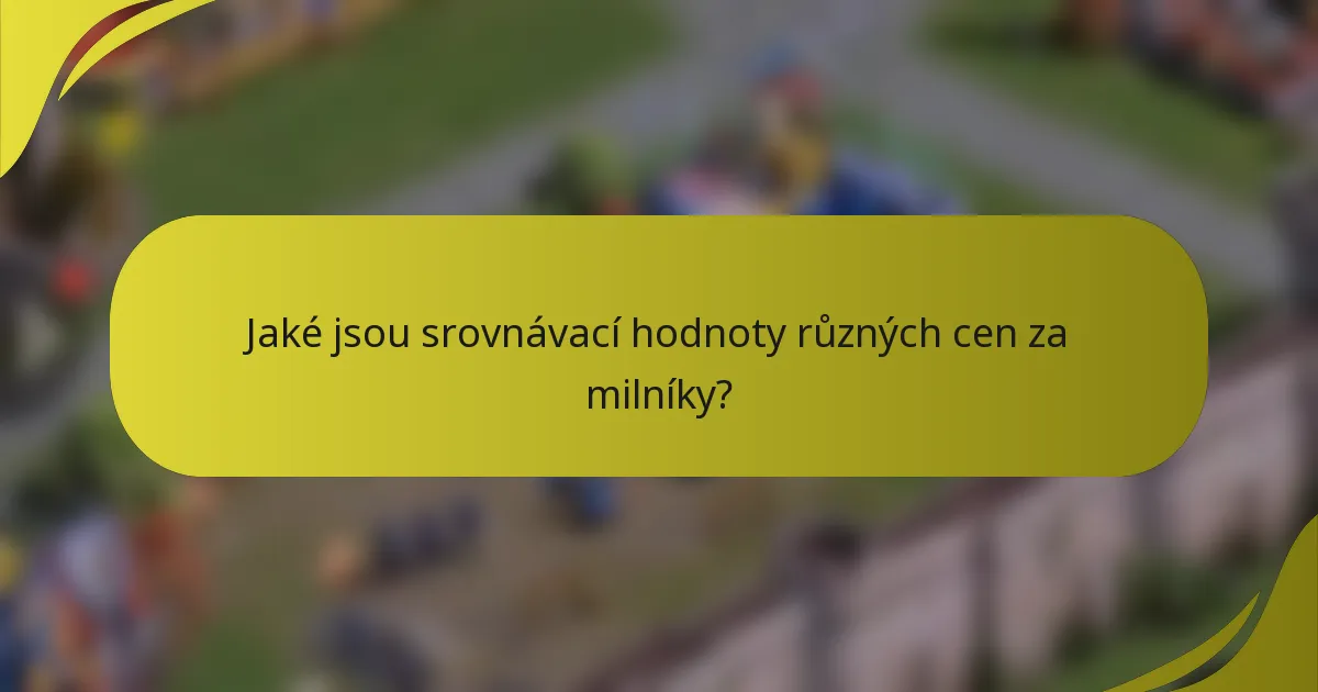 Jaké jsou srovnávací hodnoty různých cen za milníky?